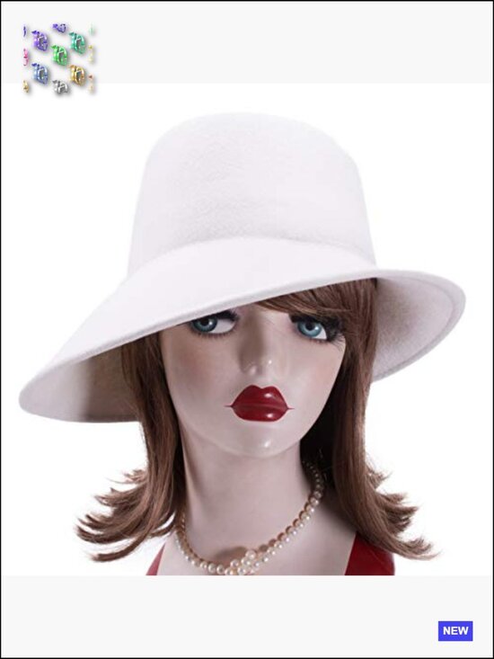 Wool Felt Fedora Hat Asymmetrical Brim Classic Church Wedding Vintage Style main image 7